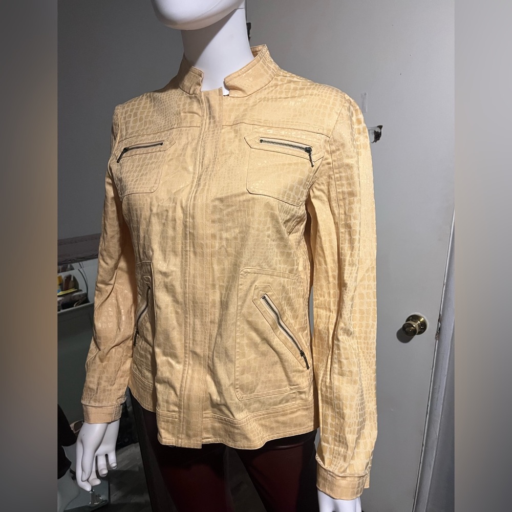 Chico’s yellow animal print jacket